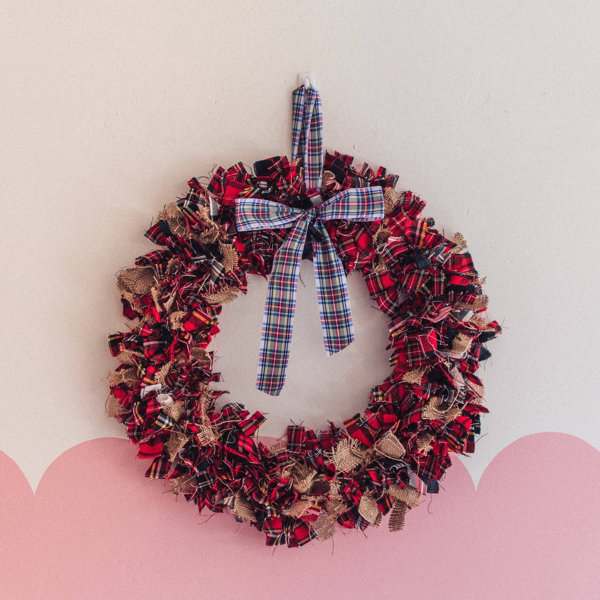 14" Red Tartan Wreath - F&B Crafts - F&B Handmade