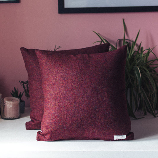 Burgundy Tweed Cushion - F&B Crafts - F&B Handmade