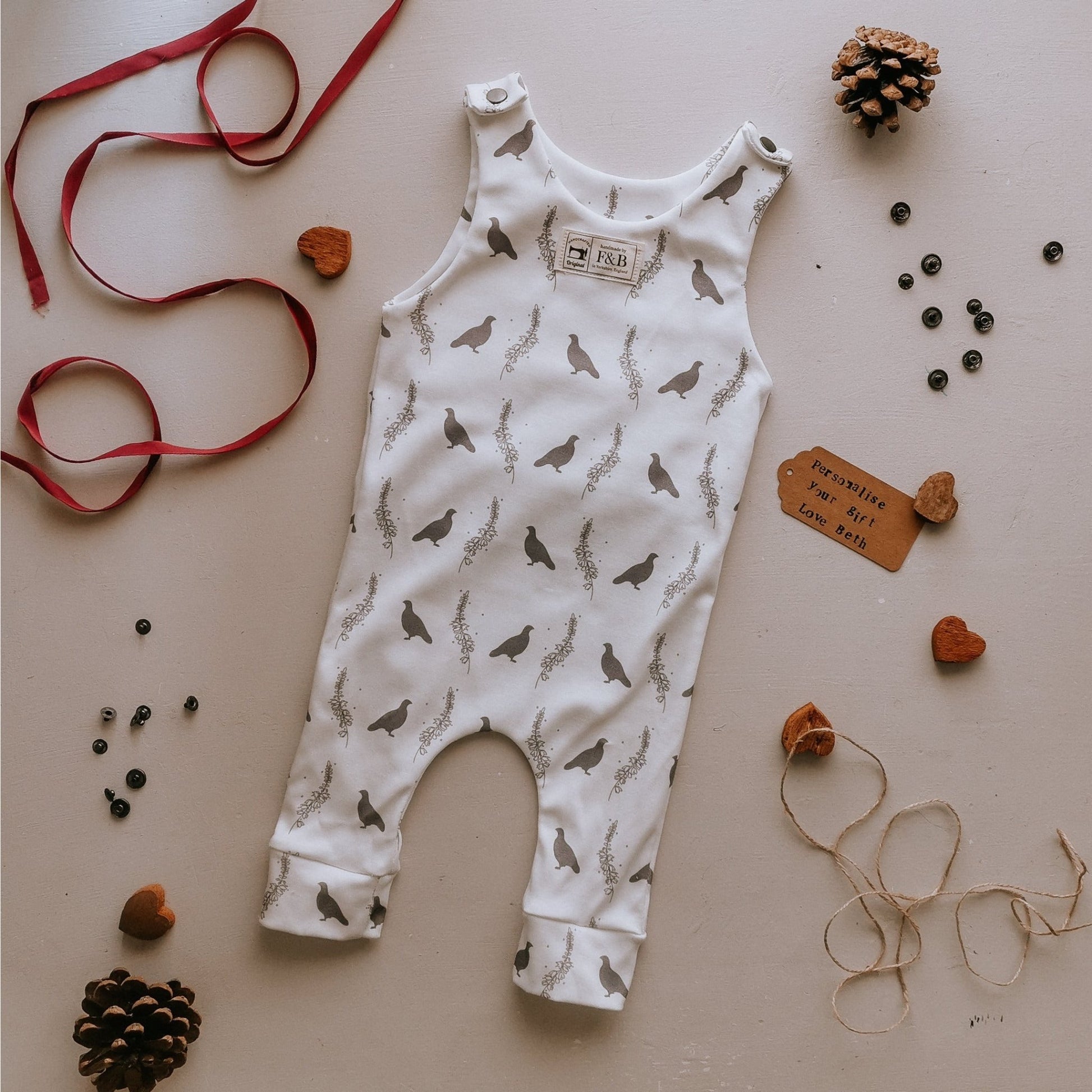 Grouse & Heather Dungarees Romper (Cotton) - F&B Crafts - F&B Designs