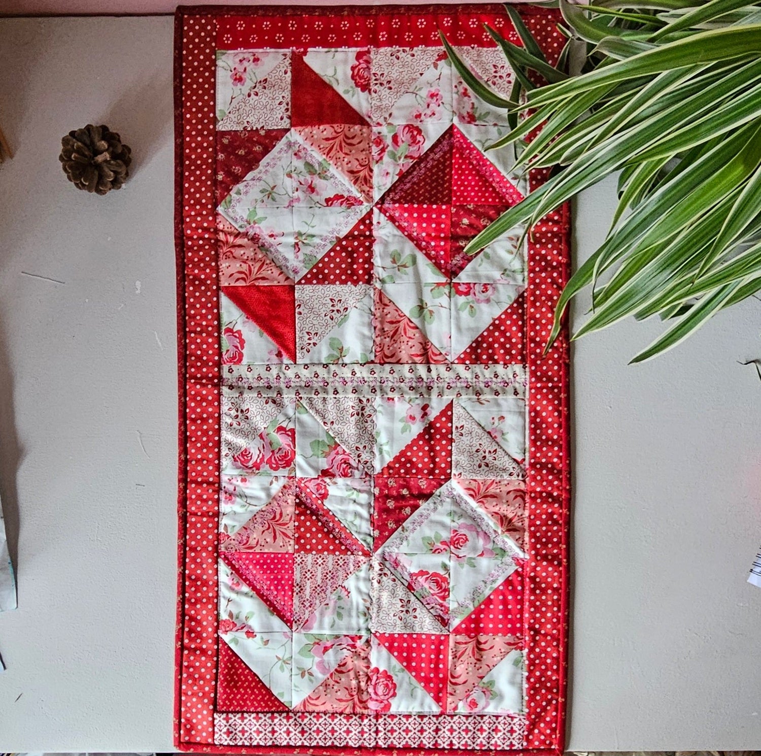 Patchwork Red and Floral Table Runner - F&B Crafts - F&B Handmade