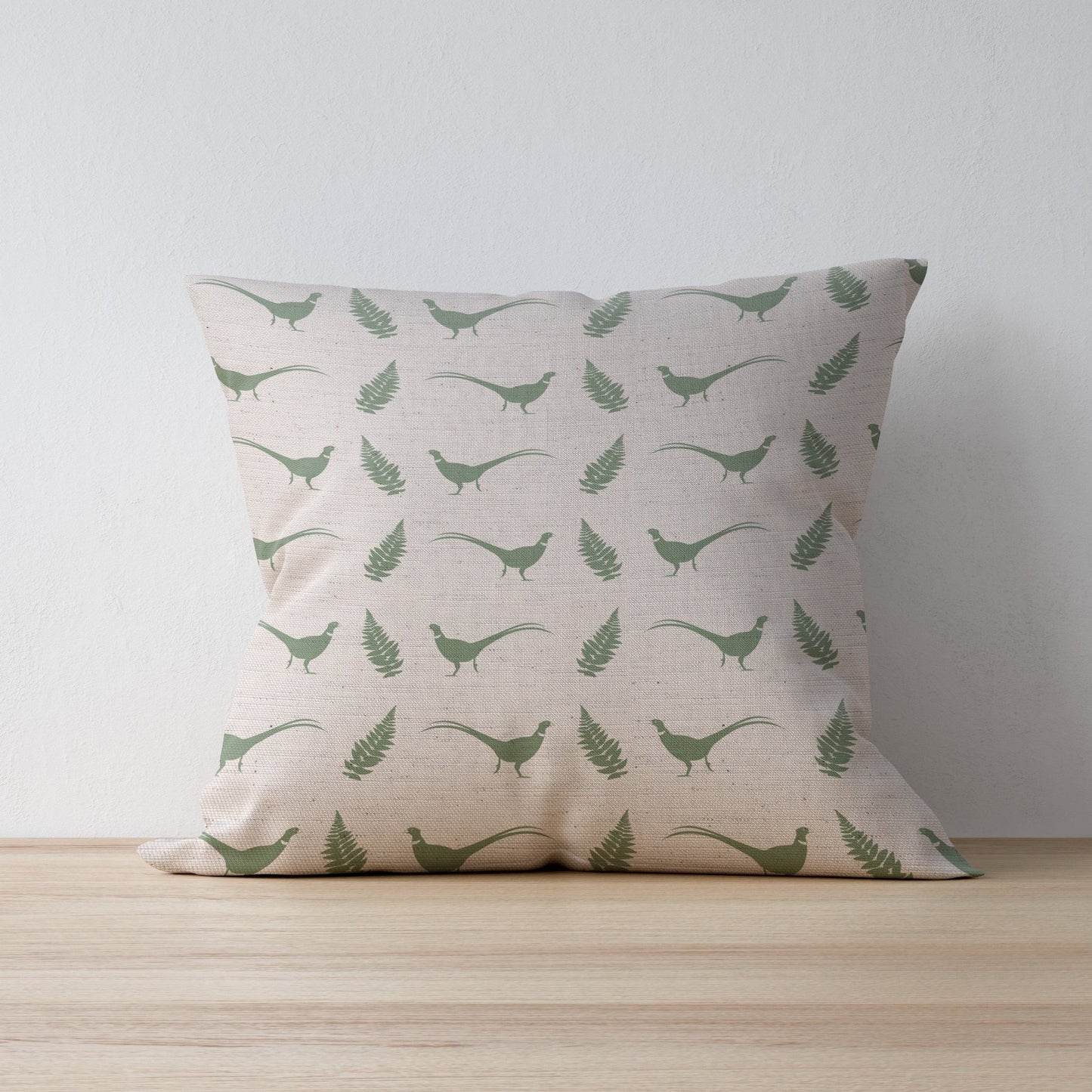 Pheasant & Fern Cotton Cushion - F&B Crafts - F&B Designs