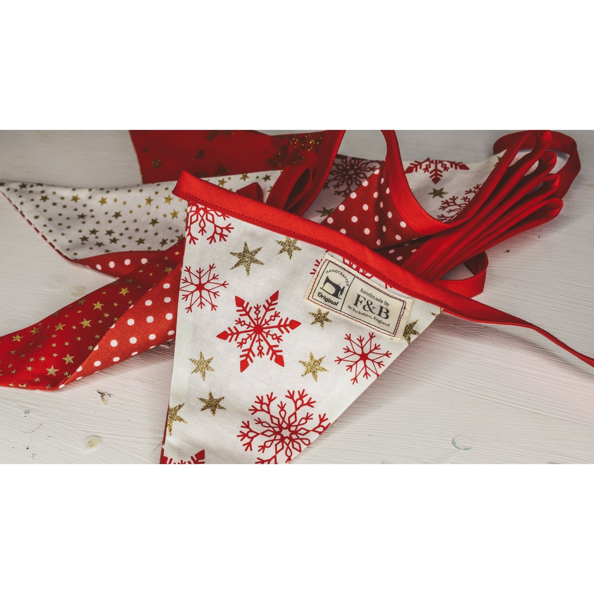 Red and Gold Christmas Bunting (2.5m) - F&B Crafts - F&B Handmade