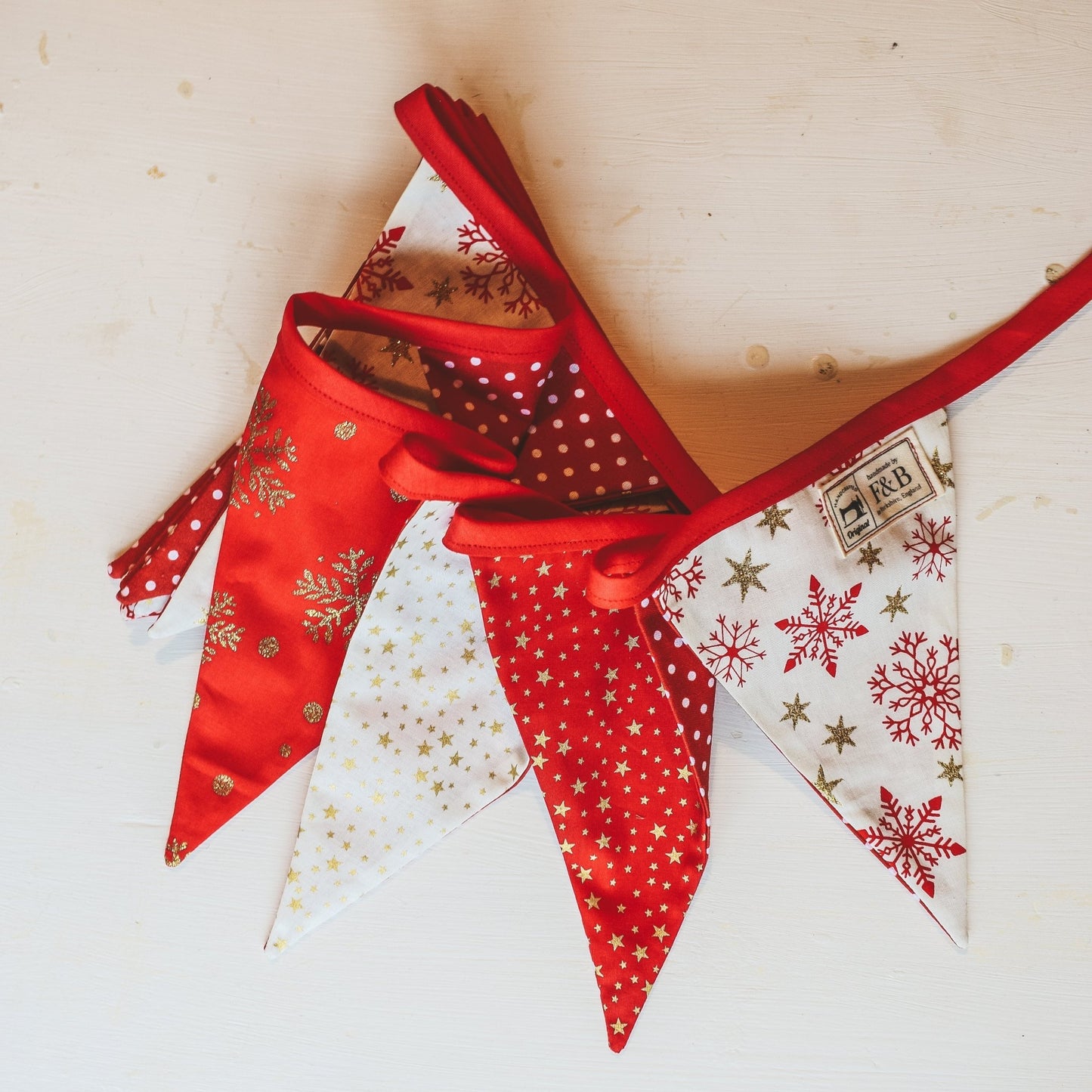 Red and Gold Christmas Bunting (2.5m) - F&B Crafts - F&B Handmade