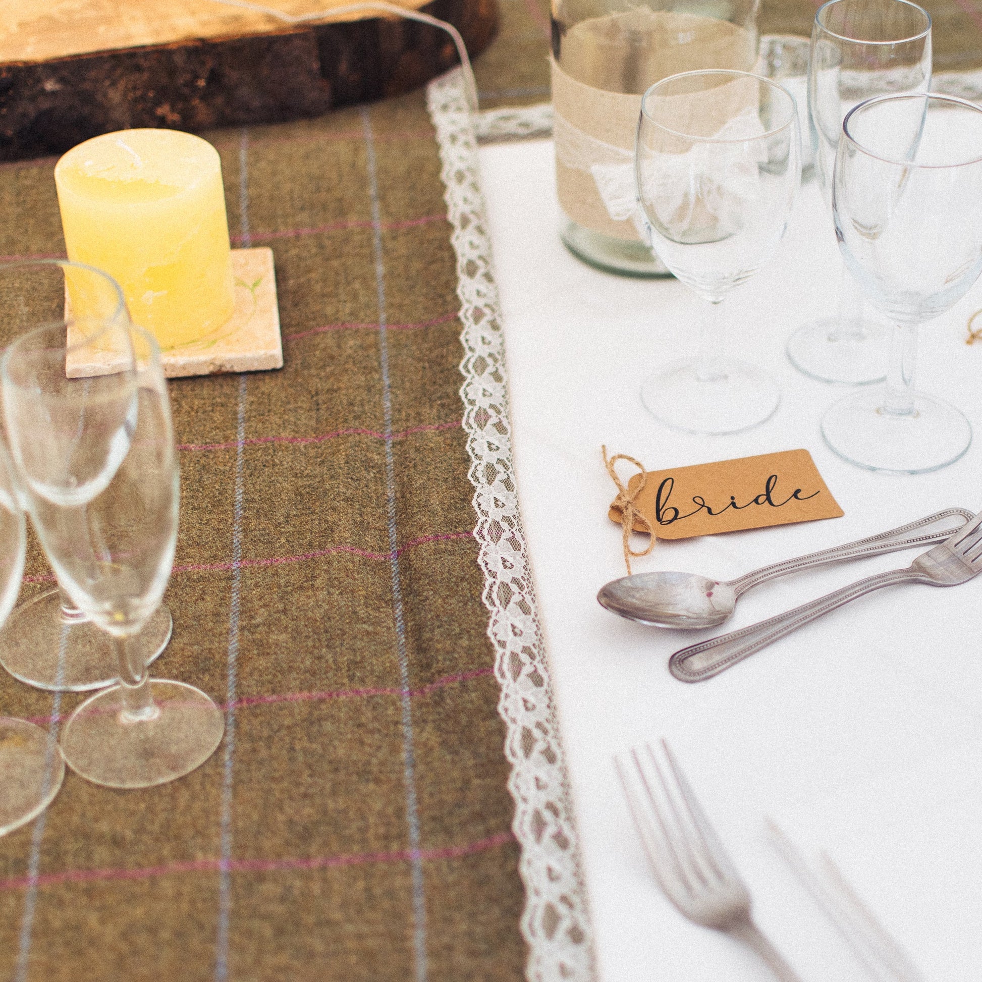 Tweed and Lace Table Runner - F&B Crafts - F&B Crafts