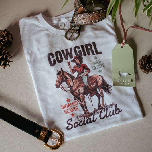 Vintage Style Cowgirl Social Club T - Shirt - F&B Crafts - Fox & Co Apparel