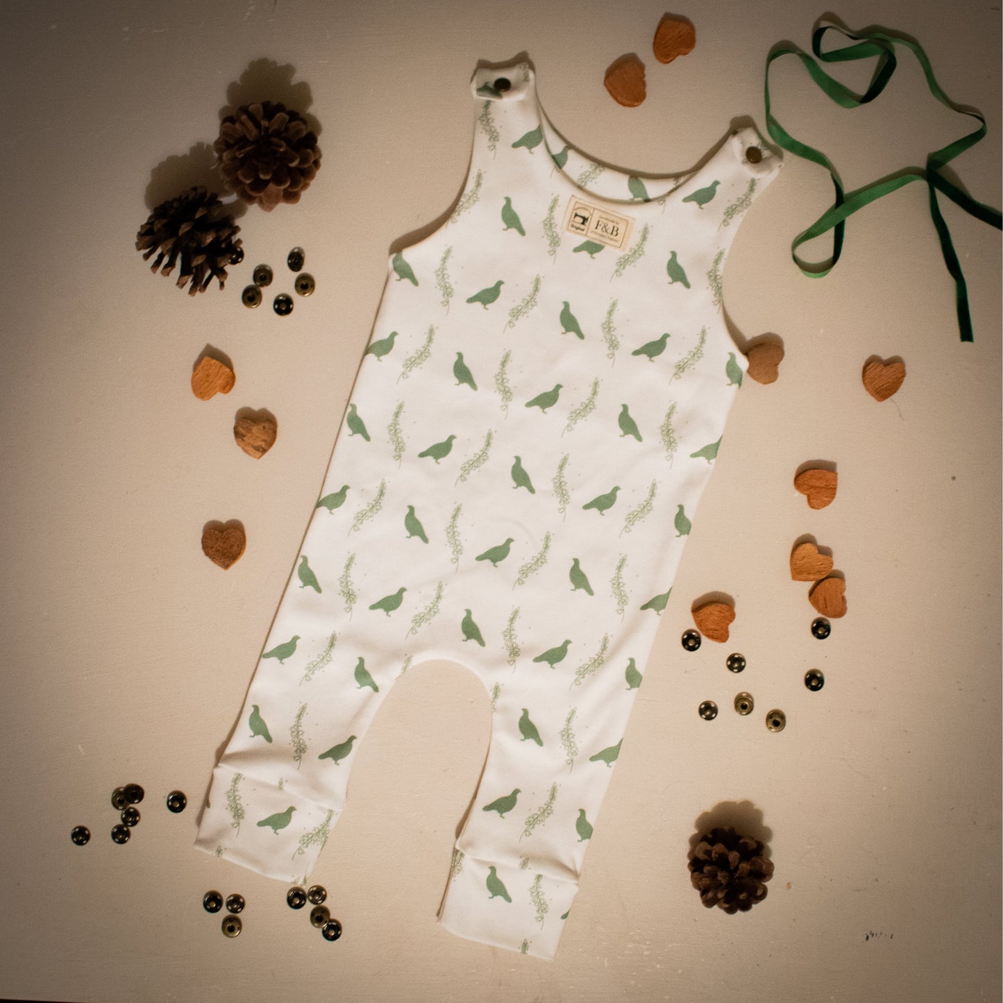 Grouse & Heather Dungarees Romper (Cotton)